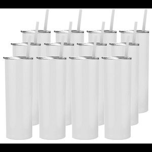 Straight White  Skinny Sublimation 20oz Tumblers